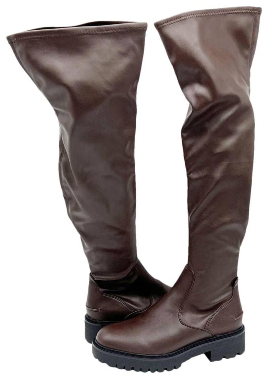 Sarto Studio Fera Brown Over the Knee Faux Leather Boot - 8.5M